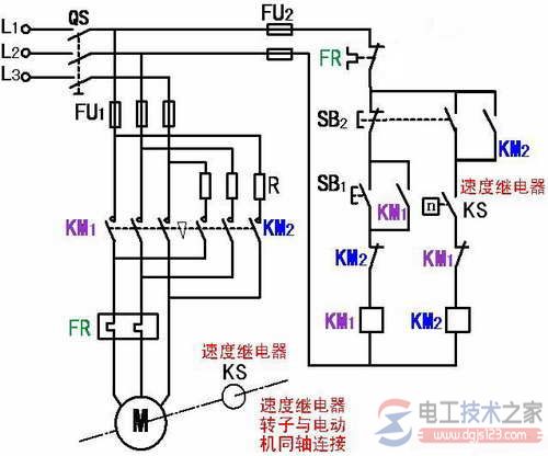 单向启动反接制动控制线路